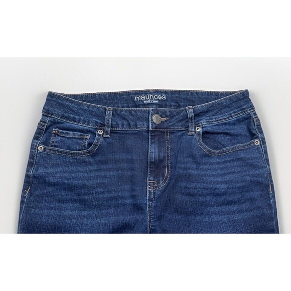 Maurices Jeans Womens 8 Mid Rise Baby Bootcut Dark Blue Stretch Measures 31 x 30 - Picture 3 of 7